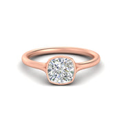 Split Shank Cushion Cut Bezel Set Solitaire Ring